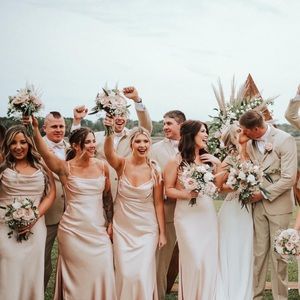 Revelry Skye Satin Dress - Blush